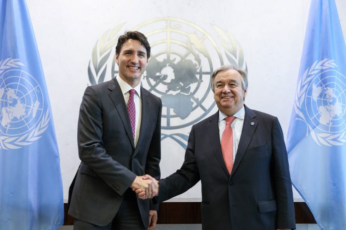 Le premier ministre Justin Trudeau rencontre le Secrétaire général de l'ONU, António Guterres, à New York