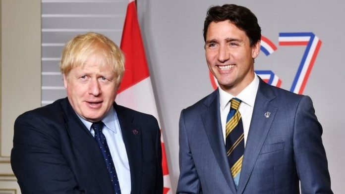 Le premier ministre Justin Trudeau rencontre le premier ministre du Royaume-Uni, Boris Johnson